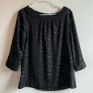 Ann Taylor LOFT black polka dot blouse Small